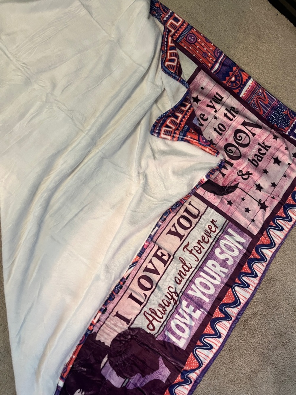 GREAT FOR MOTHERS DAY Best Mom Ever Sentimental Pink & Purple Throw Blanket NWOT - Picture 9 of 10
